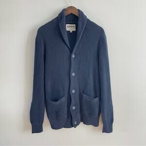 The Stronghold | Men’s Chunky Knit Cowl Collar Button Front Cardigan Pockets Med